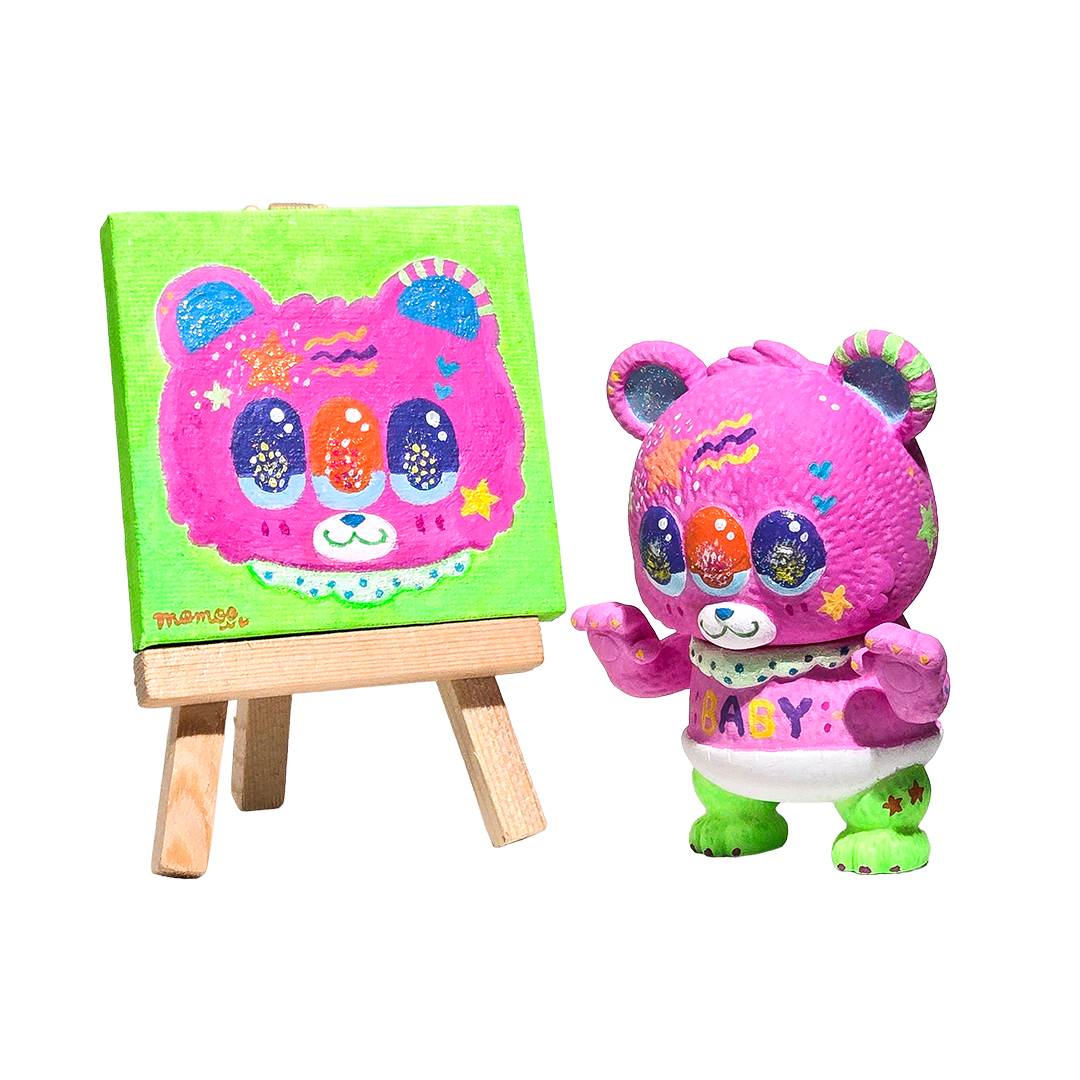 ピーチヘル ももお ソフビ&絵 ちびクマラ カスタムペイント ねがいごと 1