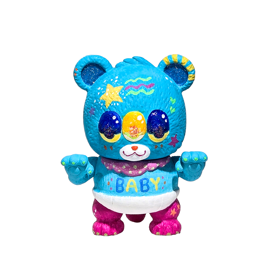 ピーチヘル ももお ソフビ&絵 ちびクマラ カスタムペイント ねがいごと 2