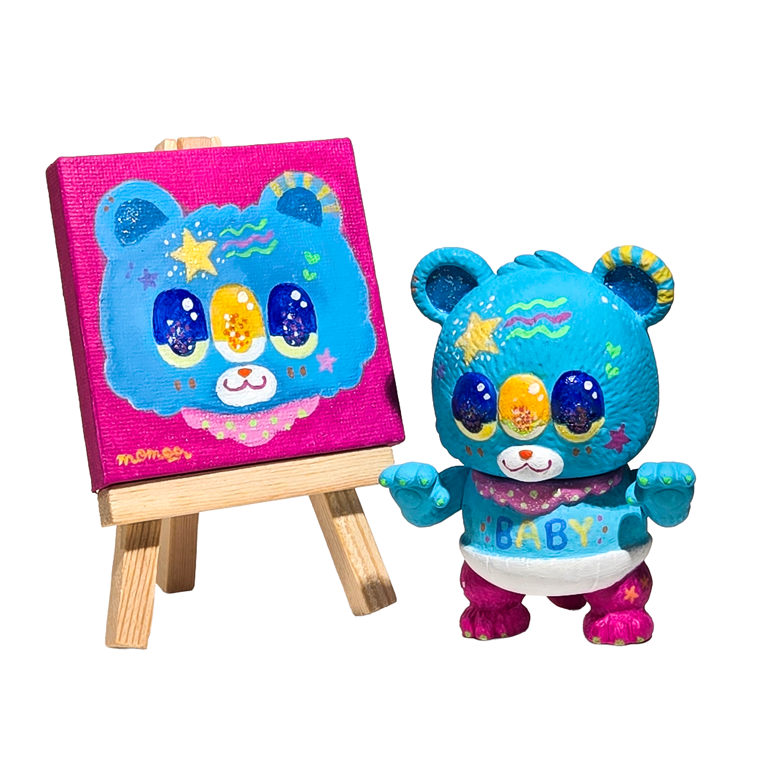 ピーチヘル ももお ソフビ&絵 ちびクマラ カスタムペイント ねがいごと 2
