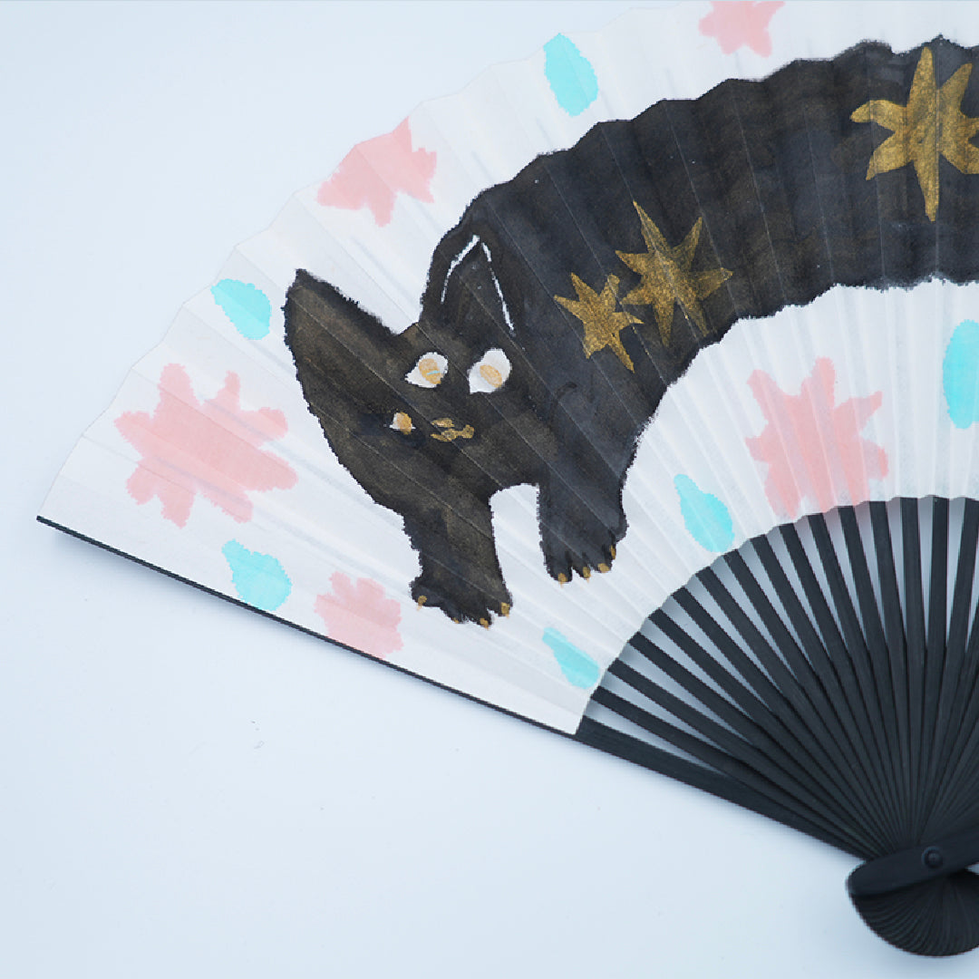 静電場朔 直筆扇子「DARK SHADOW 星猫扇」