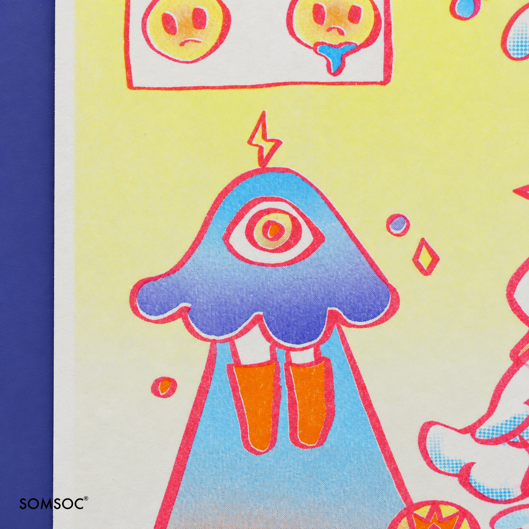 静電場朔 リソグラフ版画「ANGEL UNHAPPY」