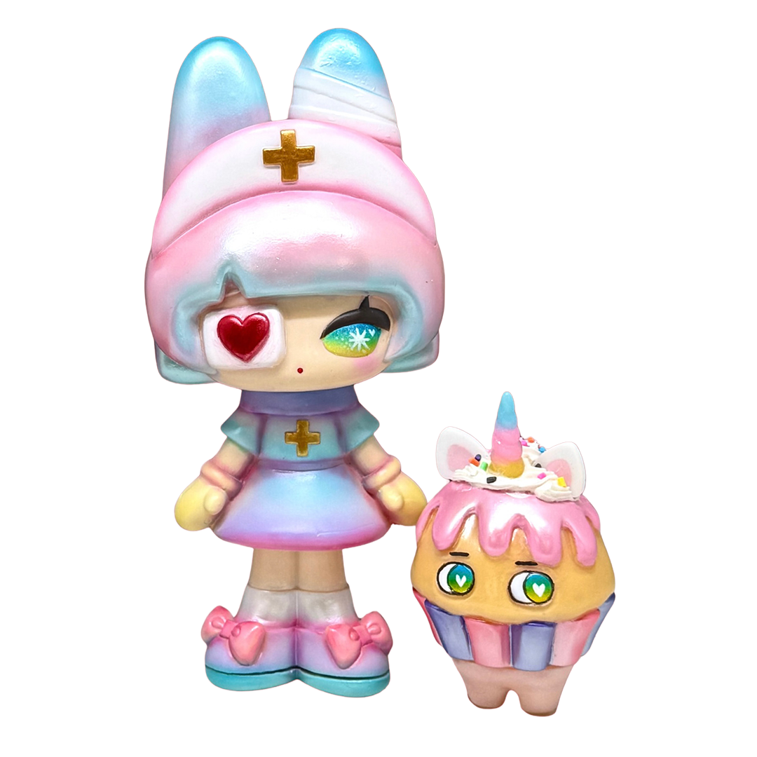 あま (AMA) ソフビ シエル&ユニコーンカップケーキ神 (Cotton candy color)