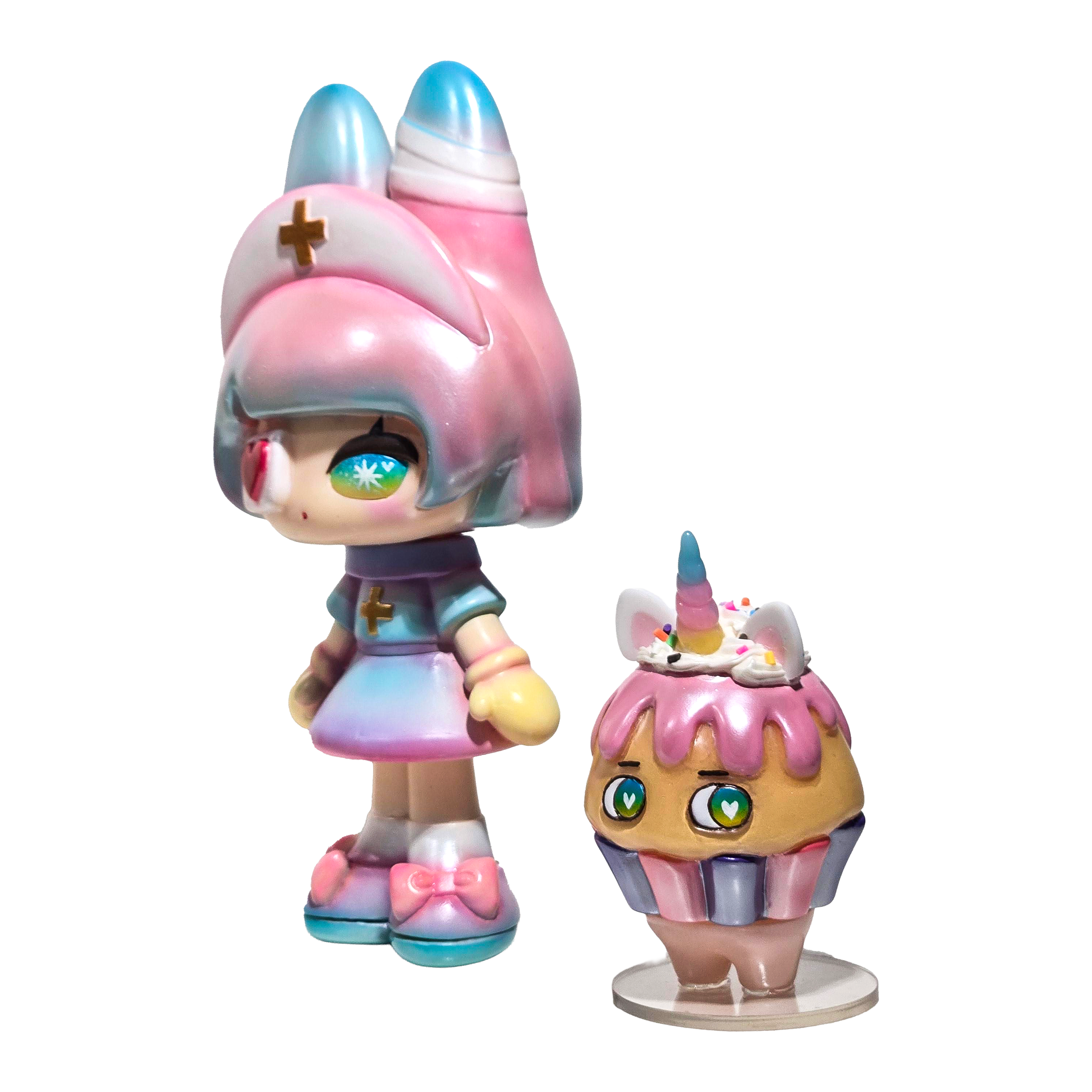 あま (AMA) ソフビ シエル&ユニコーンカップケーキ神 (Cotton candy color)