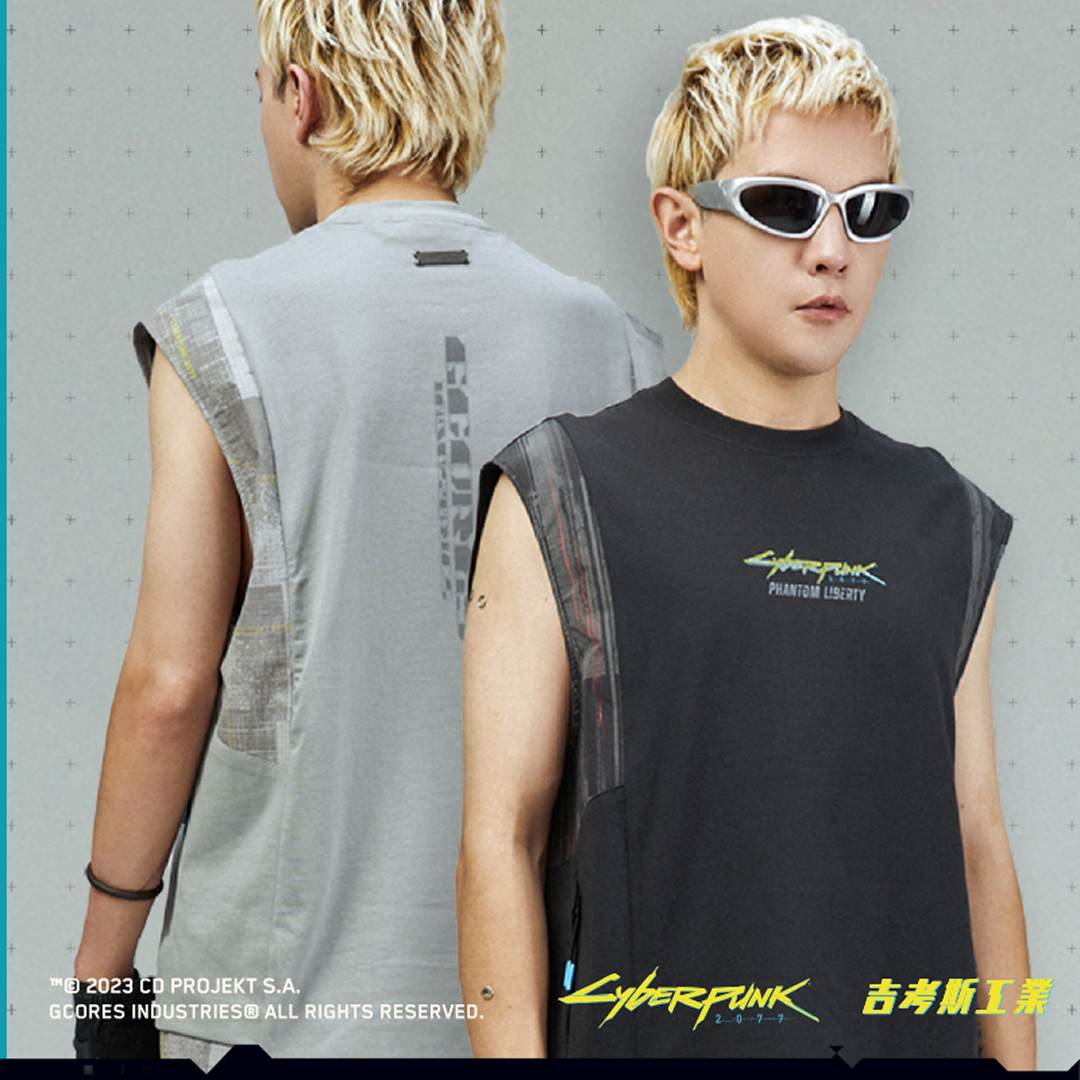 Cyberpunk 2077 コンビネーションノースリーブTシャツ [グレー]