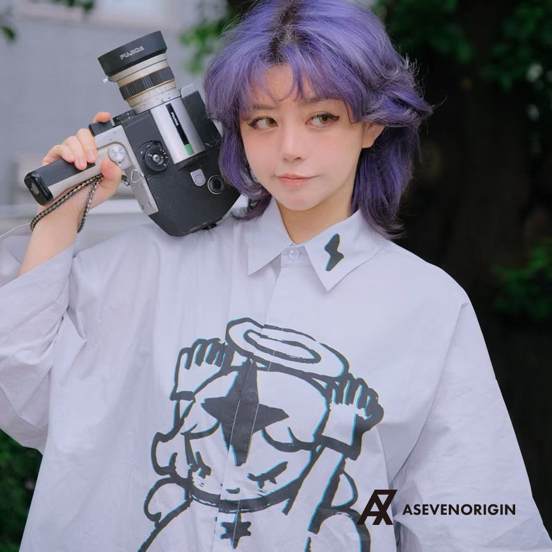 ANGEL UNHAPPY シャツ 墨絵デザイン