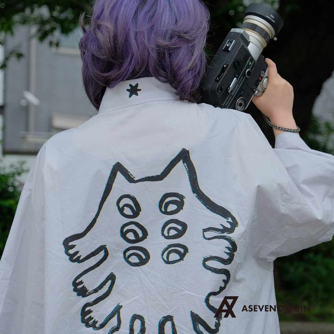 ANGEL UNHAPPY シャツ 墨絵デザイン