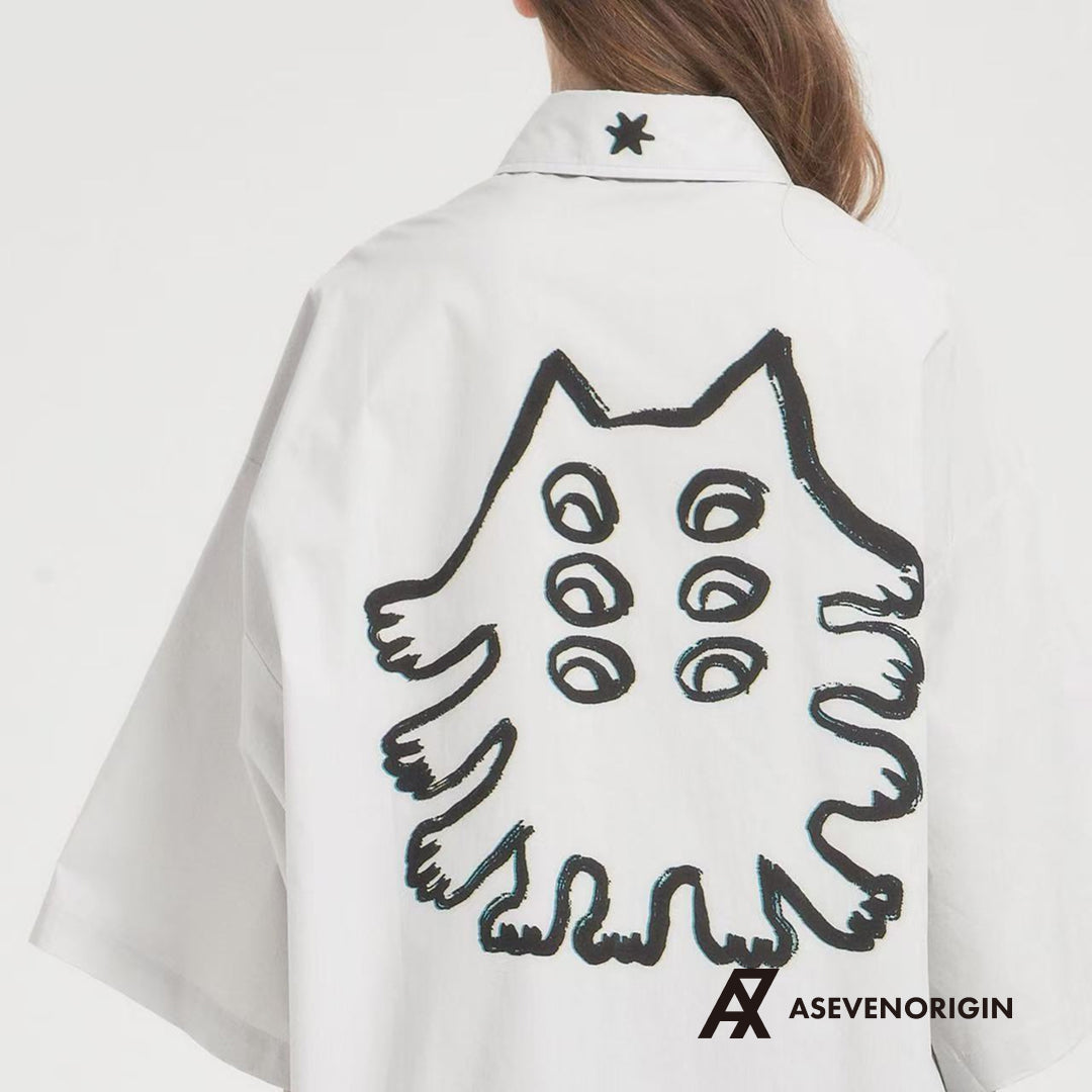 ANGEL UNHAPPY シャツ 墨絵デザイン