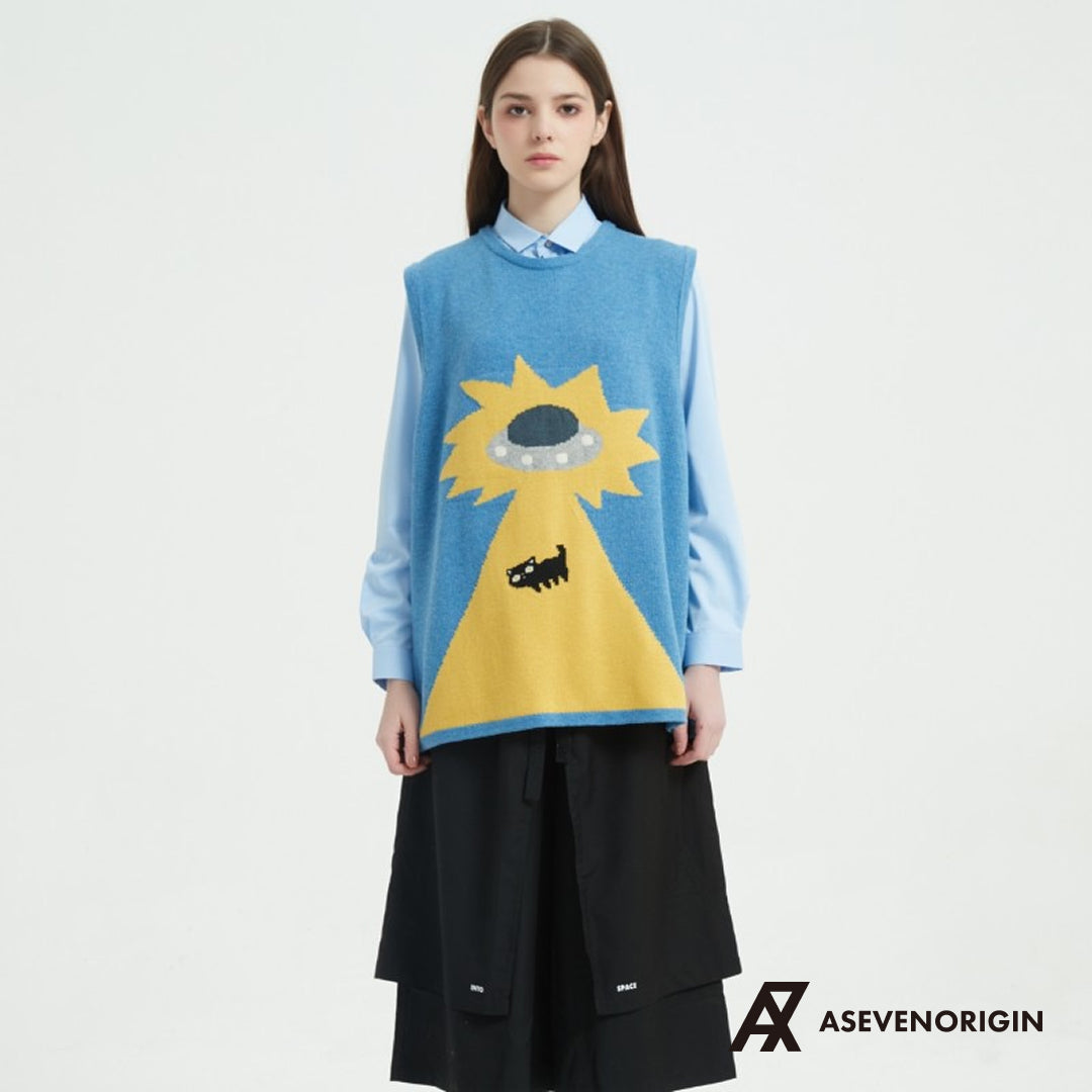 静電場朔 ニットベスト UFO&CAT