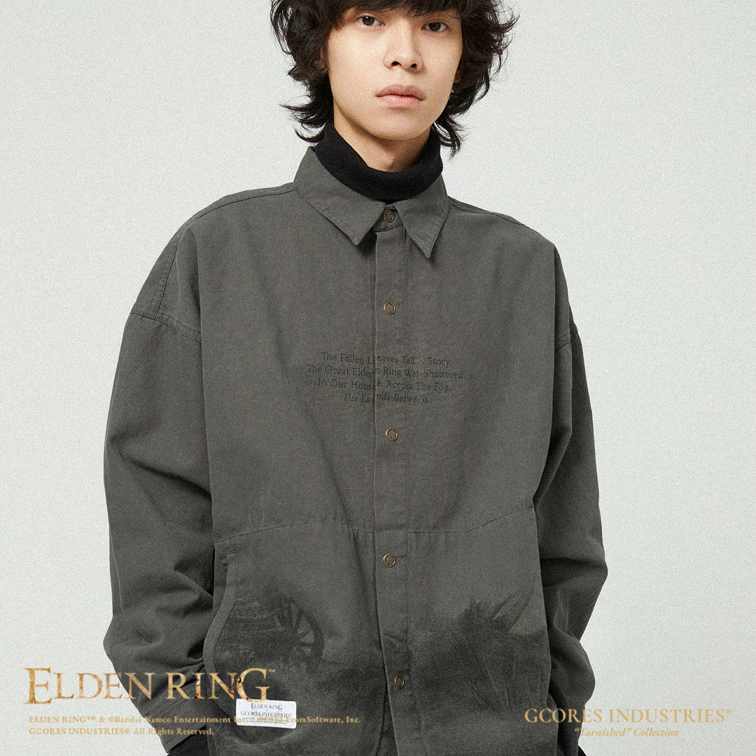 THEROW Elden Shirt オーバーサイズボタンダウンシャツ ELDEN RING オーバーシャツ メインビジュアル – SOMSOC